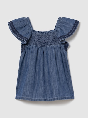 スモッキングギャザー デニムワンピース (ベビー)