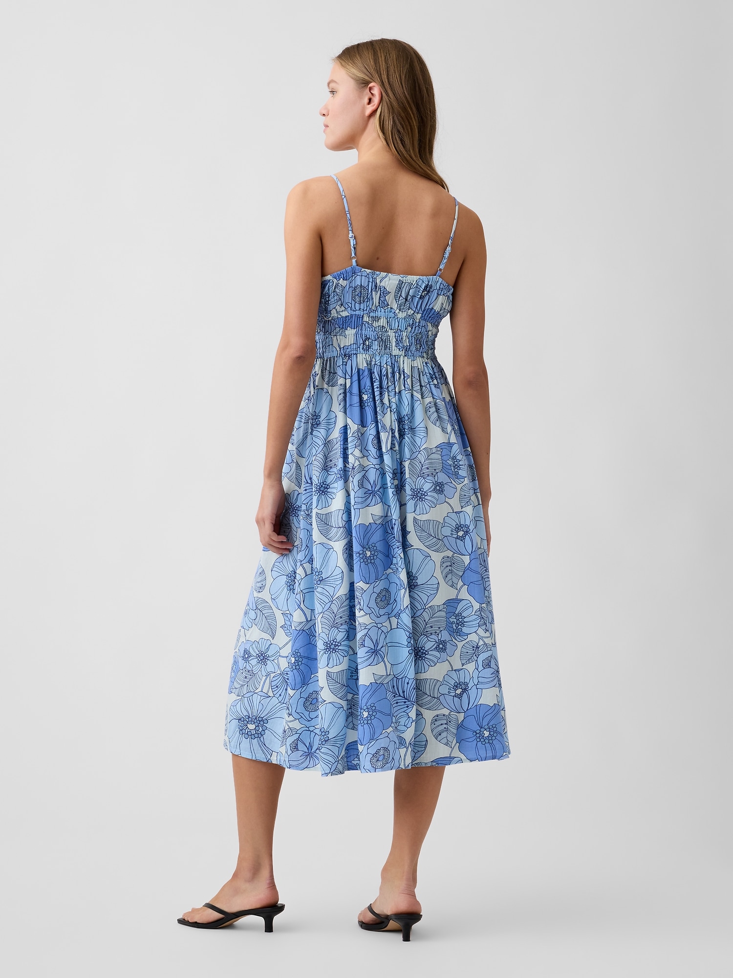 Smocked Tie-Front Midi Dress | Gap Factory