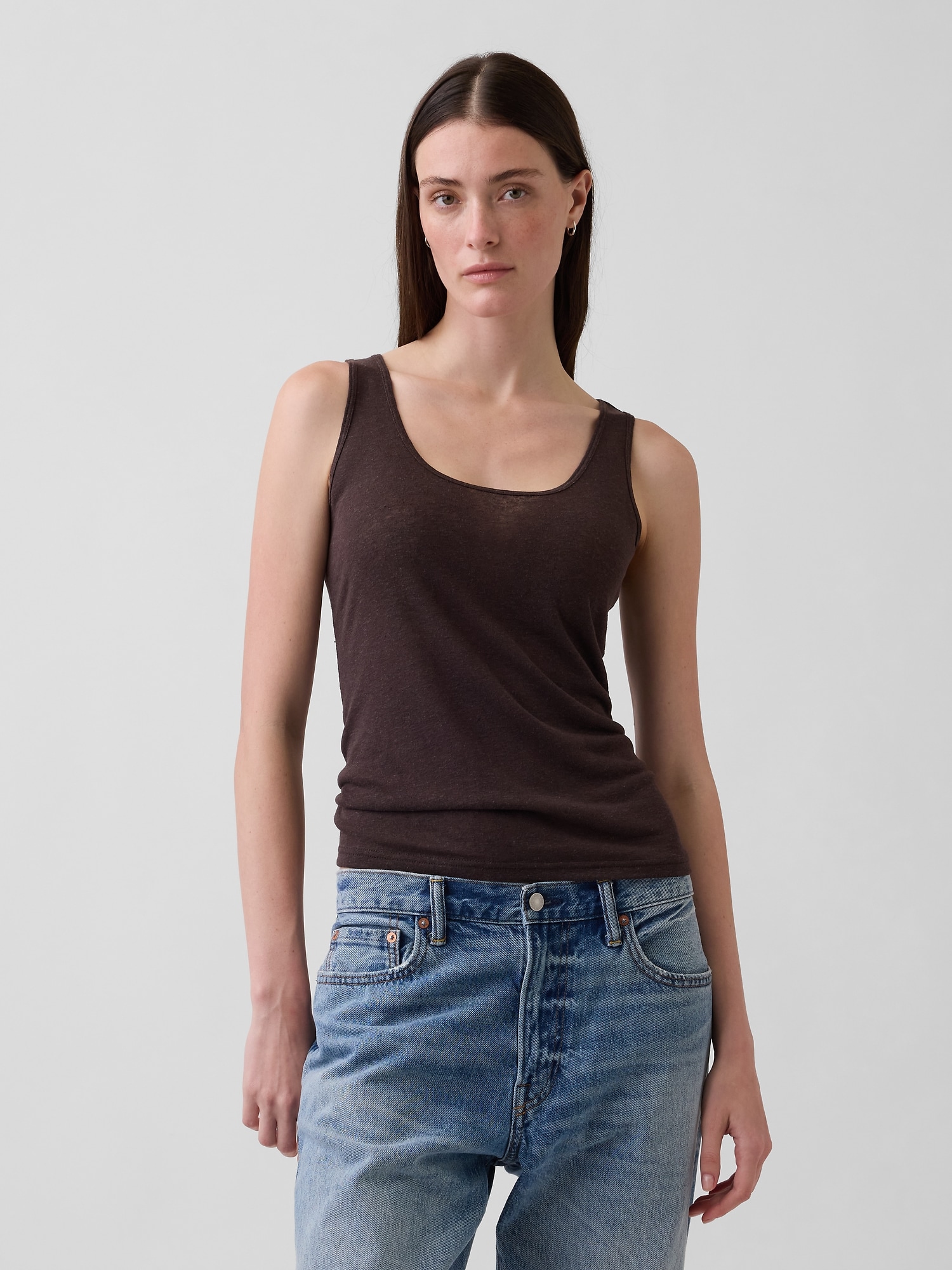 Linen-Blend Tank Top