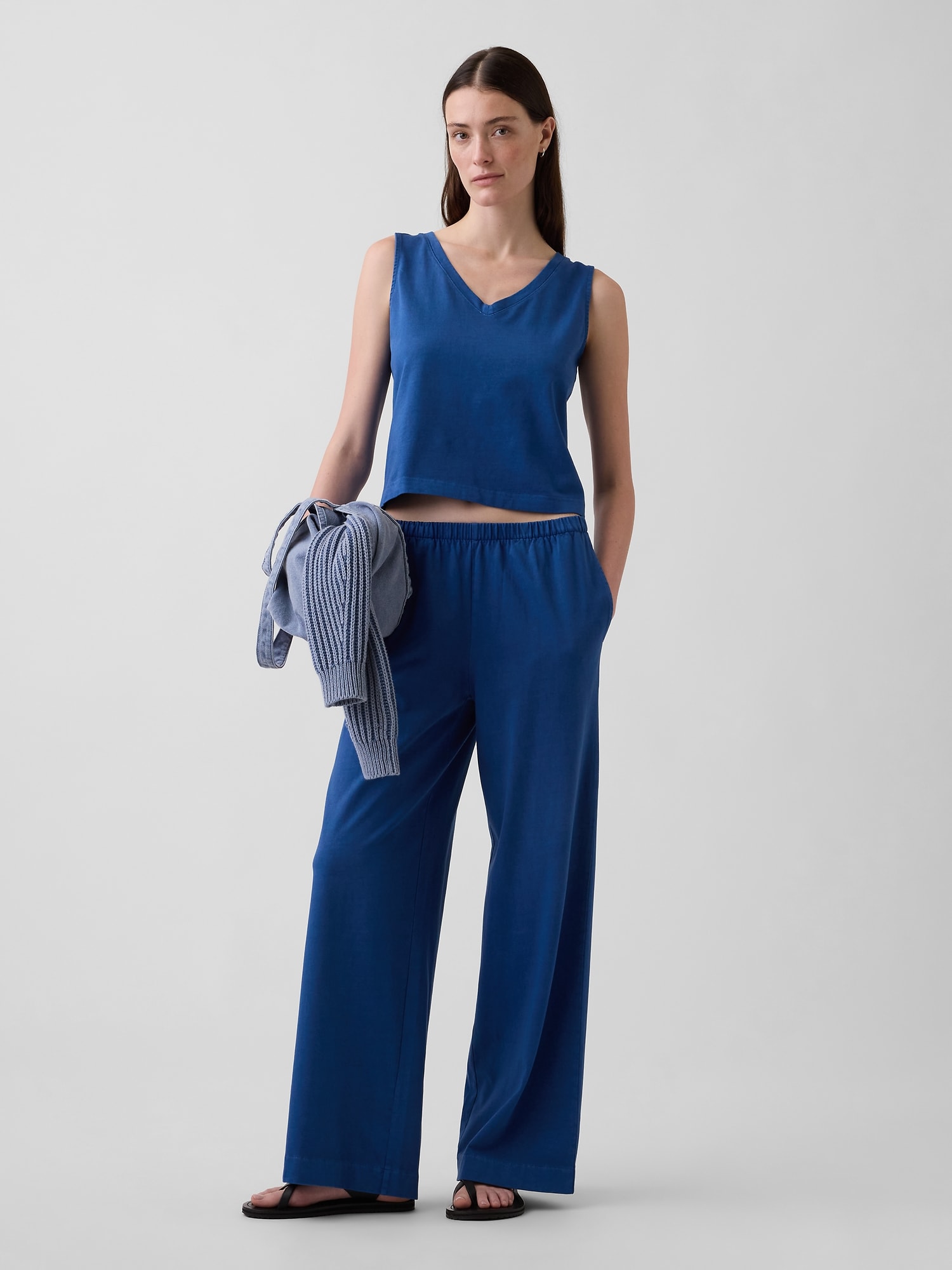 PANTALON EN TRICOT À JAMBE LARGE