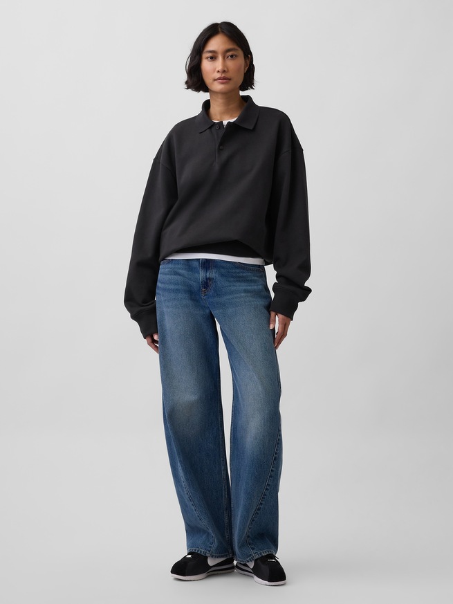 ヘビーウェイト オーバーサイズ ポロスウェットシャツ-5