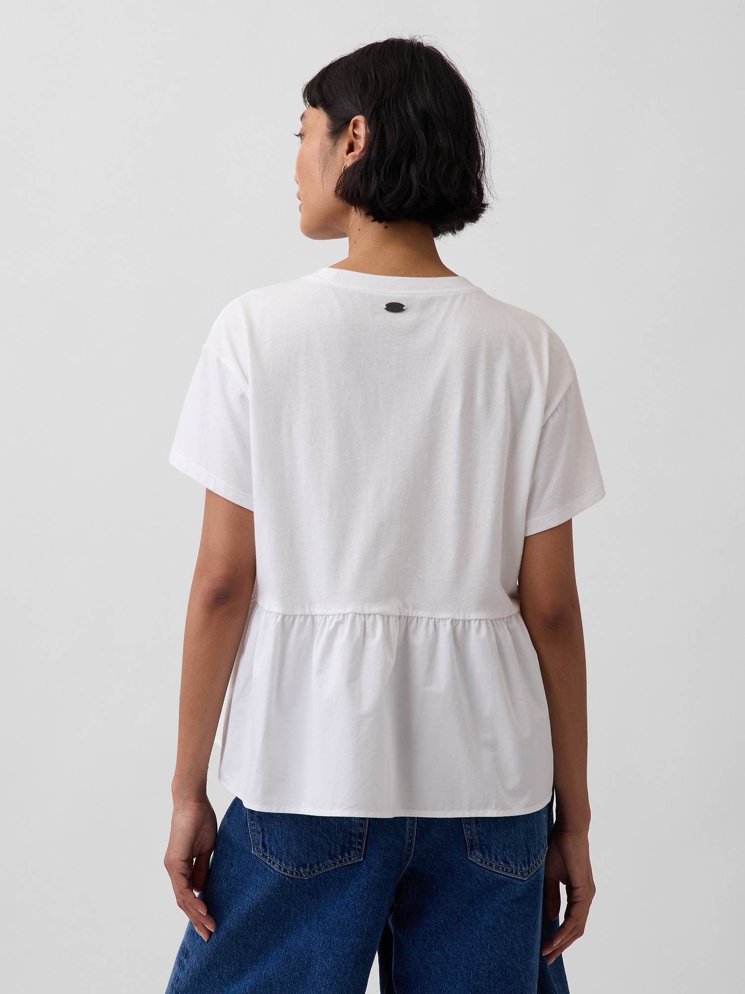 オーガニックコットン オーバーサイズ ミックスメディア ティアードTシャツ-2