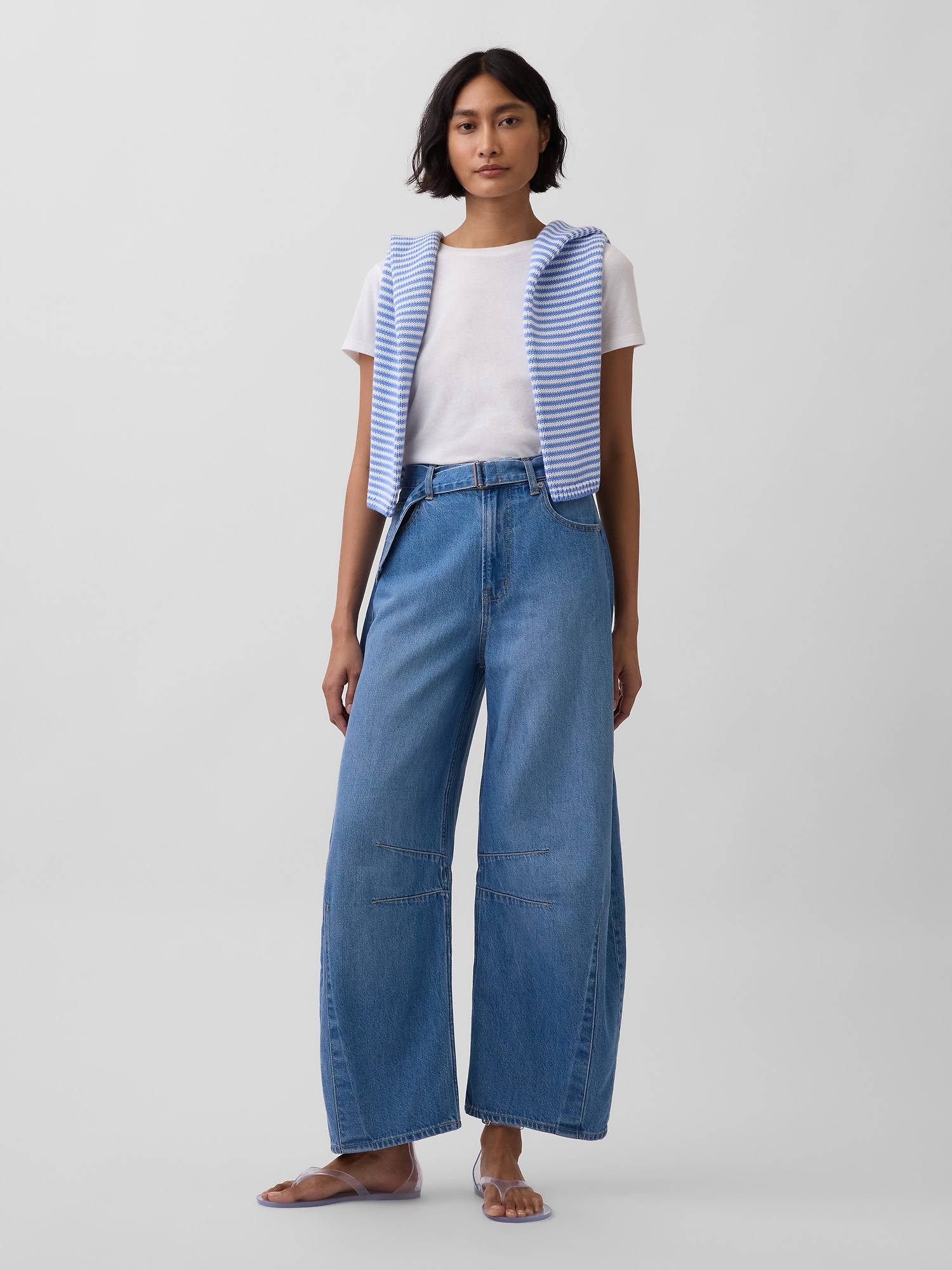 High Rise UltraSoft Belted Horseshoe Jeans