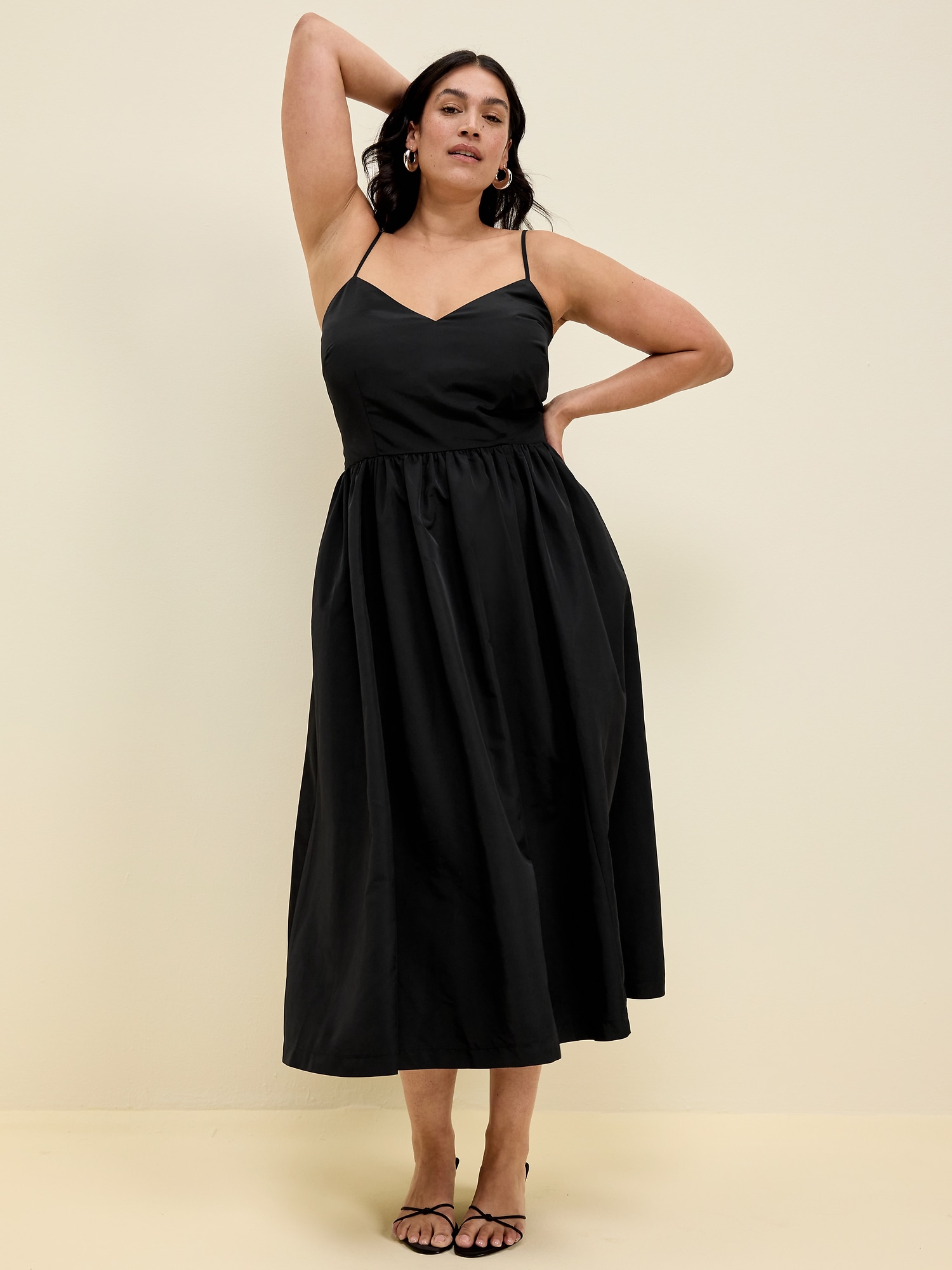 slim fit dress slacks Fit & Flare Linen-Blend Midi Dress main image 0