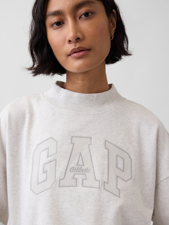 ヴィンテージソフト フレンチテリー オーバーサイズ モックネック GAPロゴ スウェットシャツ-3