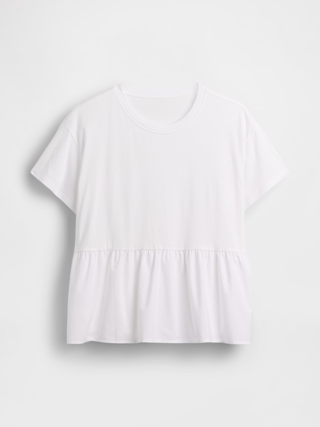 オーガニックコットン オーバーサイズ ミックスメディア ティアードTシャツ-4