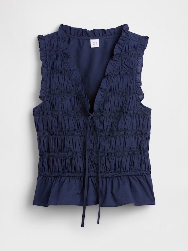 スモッキングギャザー ノースリーブトップス-3