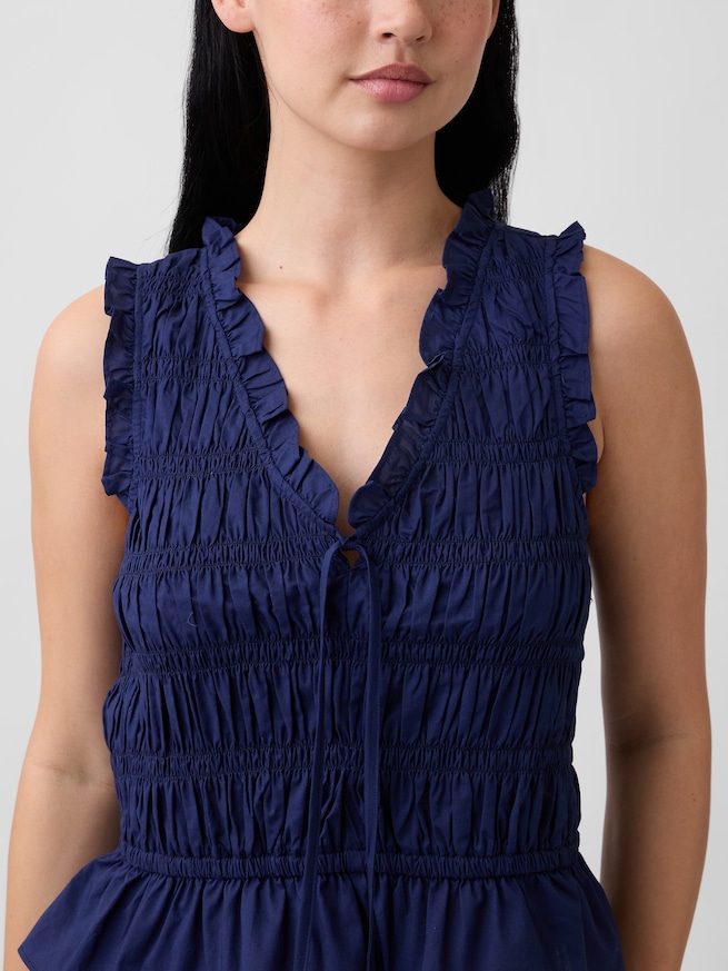 スモッキングギャザー ノースリーブトップス-4