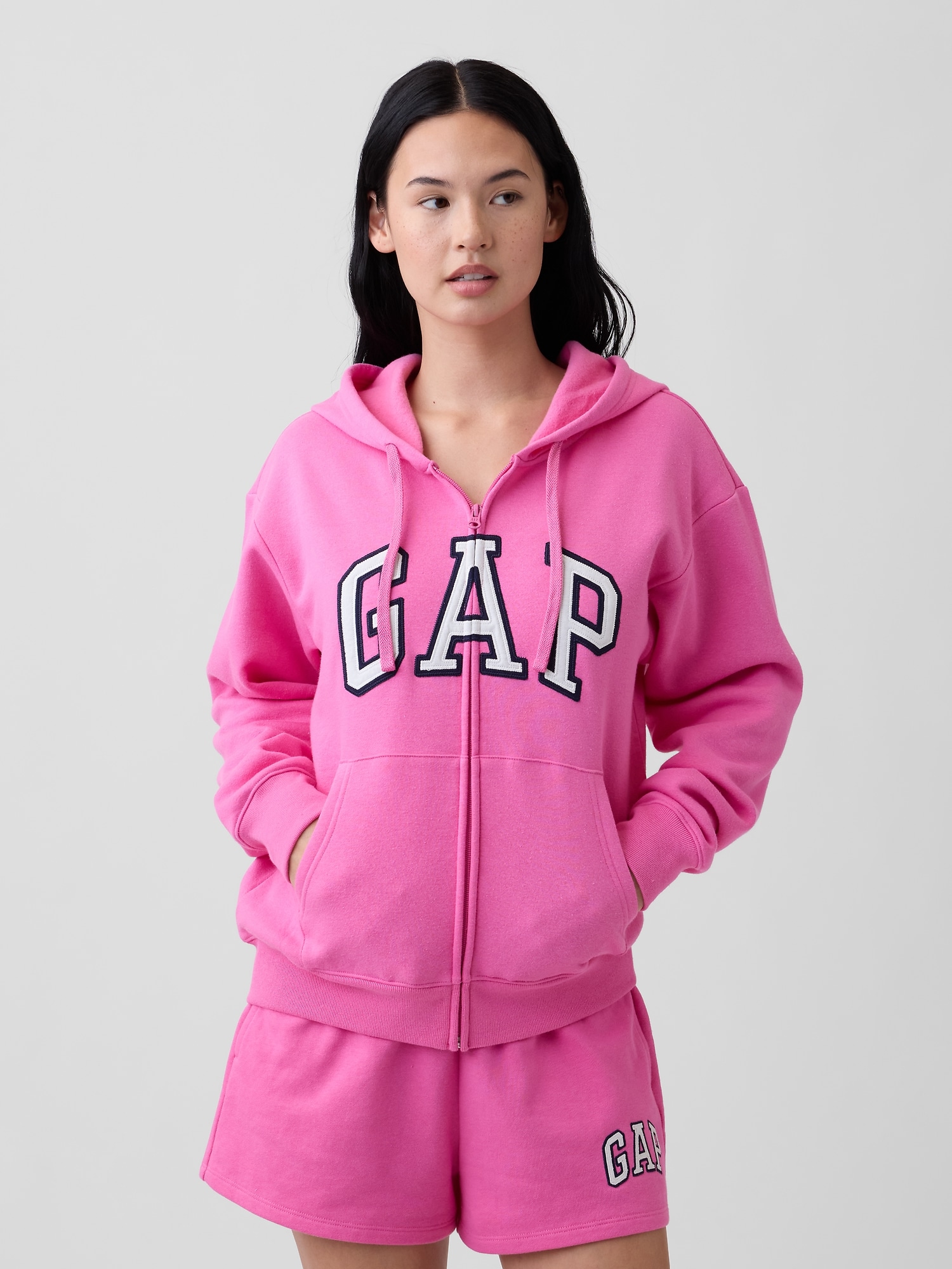 GAP ピンク ジップアップパーカー GAP ピンク ジップアップパーカー M - メルカリ