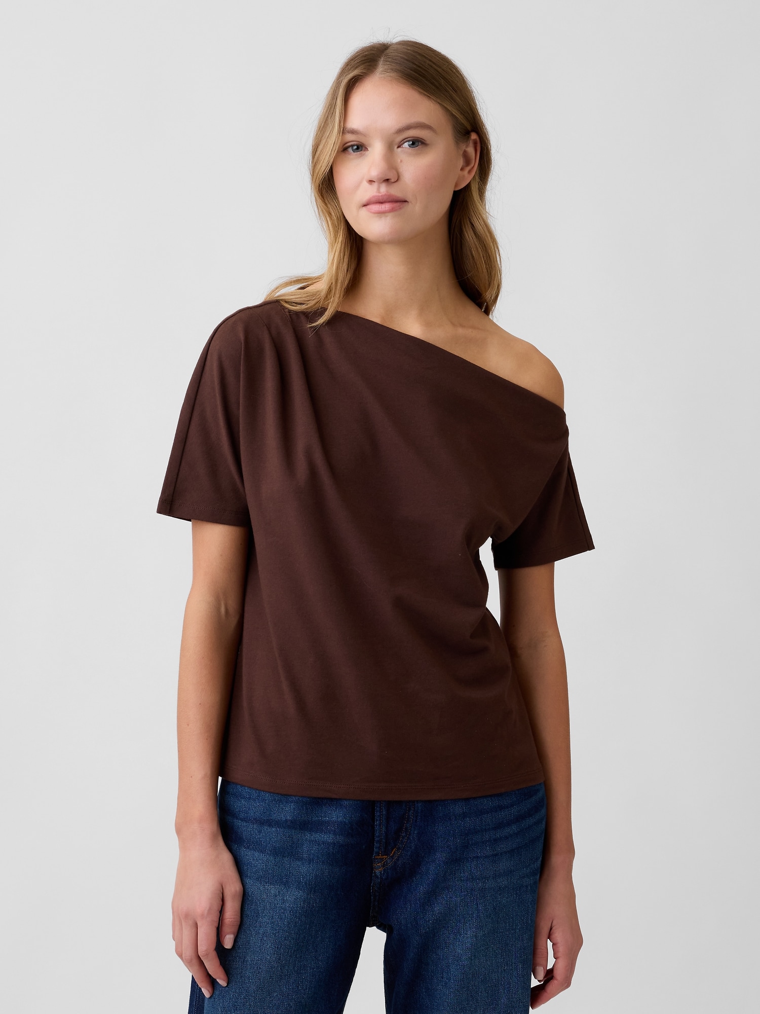 Stretch Jersey One-Shoulder Top