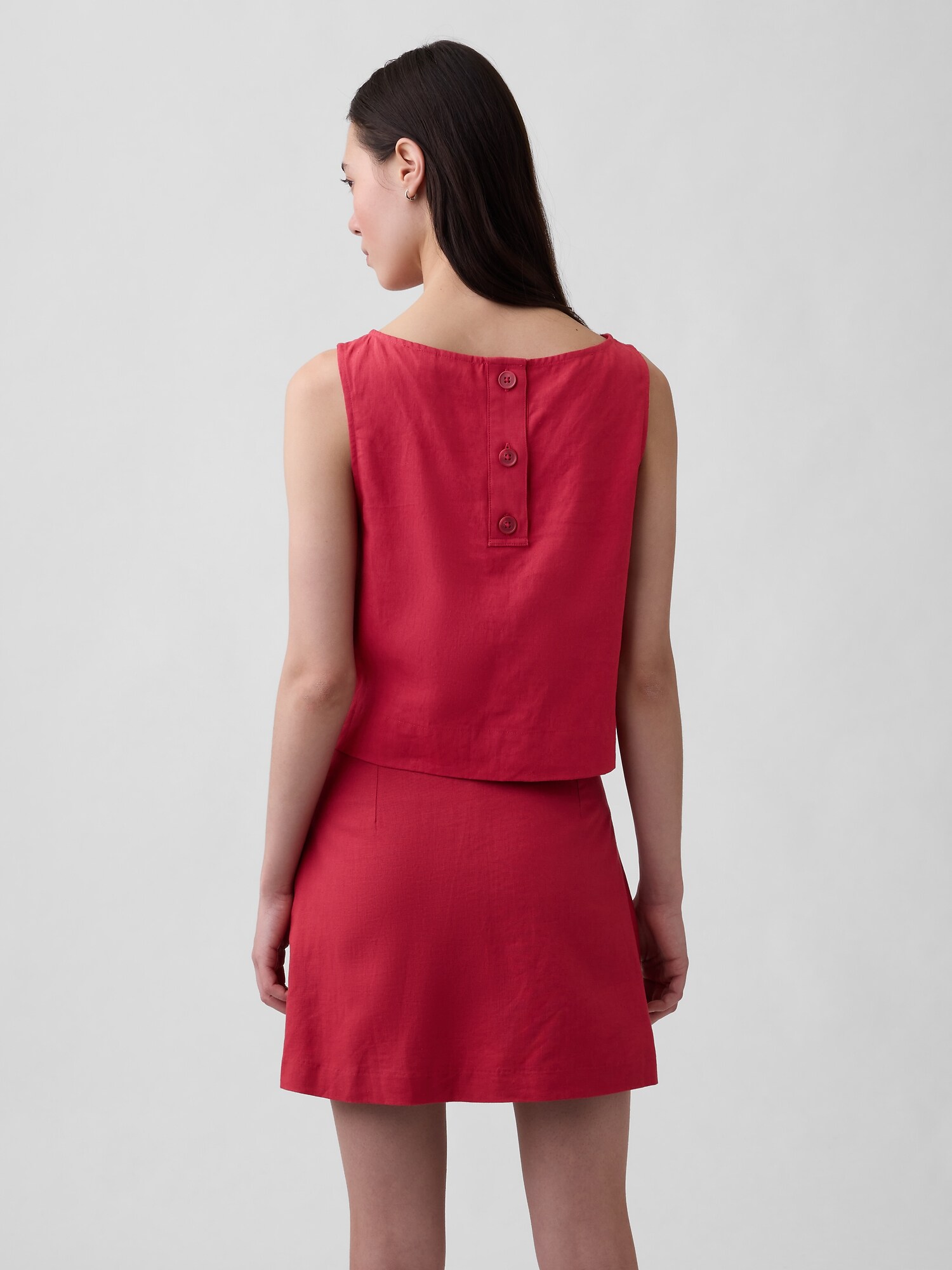 リネンブレンド クロップド シェルタンクトップ-2