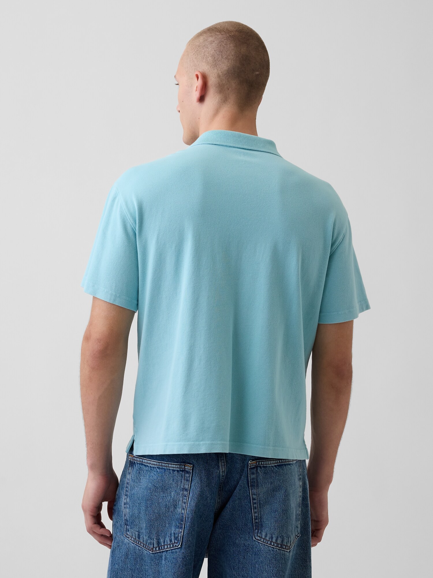 リラックスフィット ピケ クロップド ポロシャツ-2