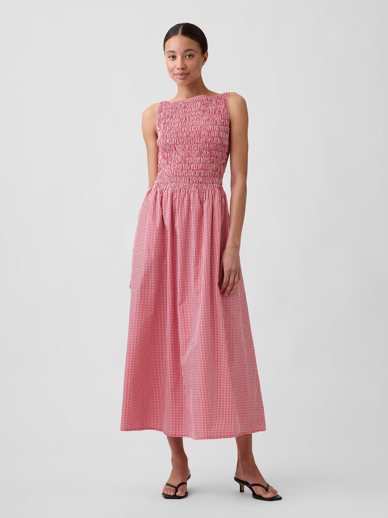 Smocked Boatneck Maxi Dress