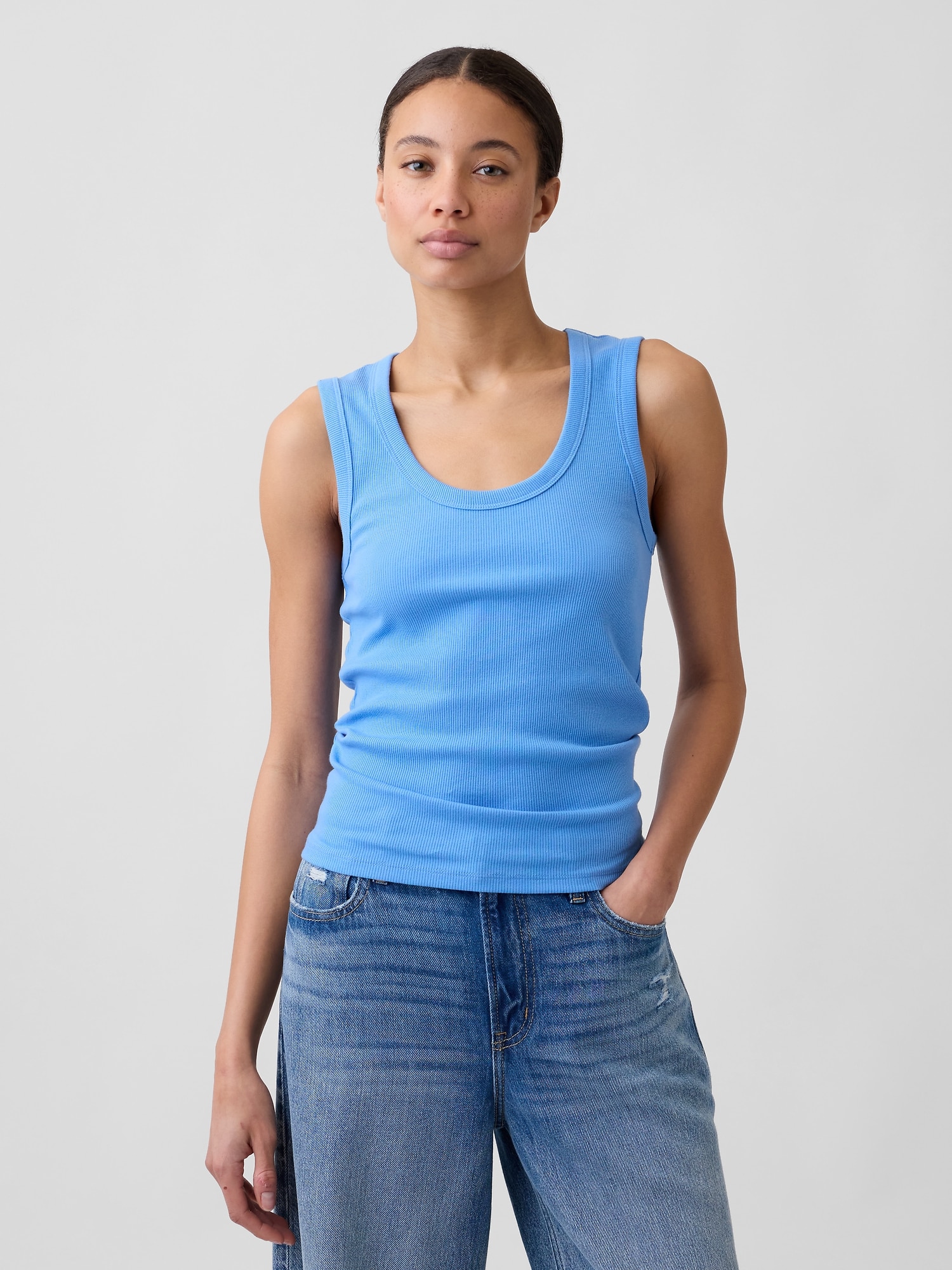 Ribbed Scoopneck Tank Top
