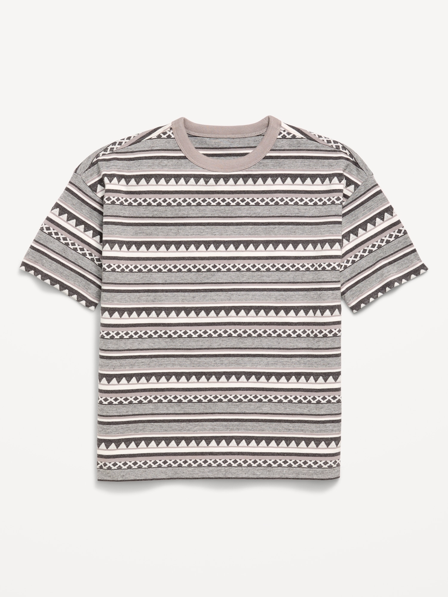 Oversized Short-Sleeve Textured Striped T-Shirt for Boys
