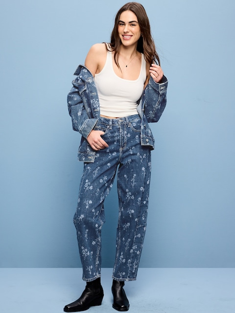 High-Waisted Barrel Ankle Jeans