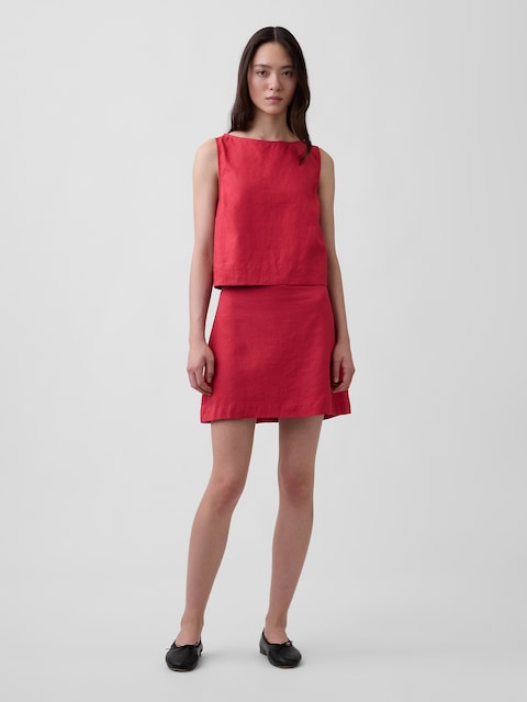 Linen-Blend Mini Skort