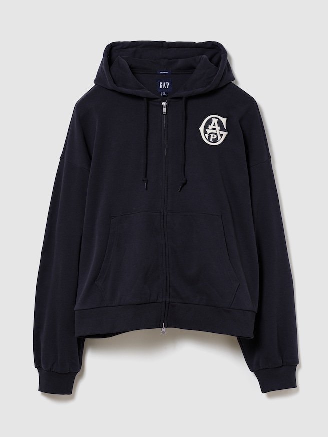 ヴィンテージソフト フレンチテリー GAPロゴ ダブルジップパーカー-4