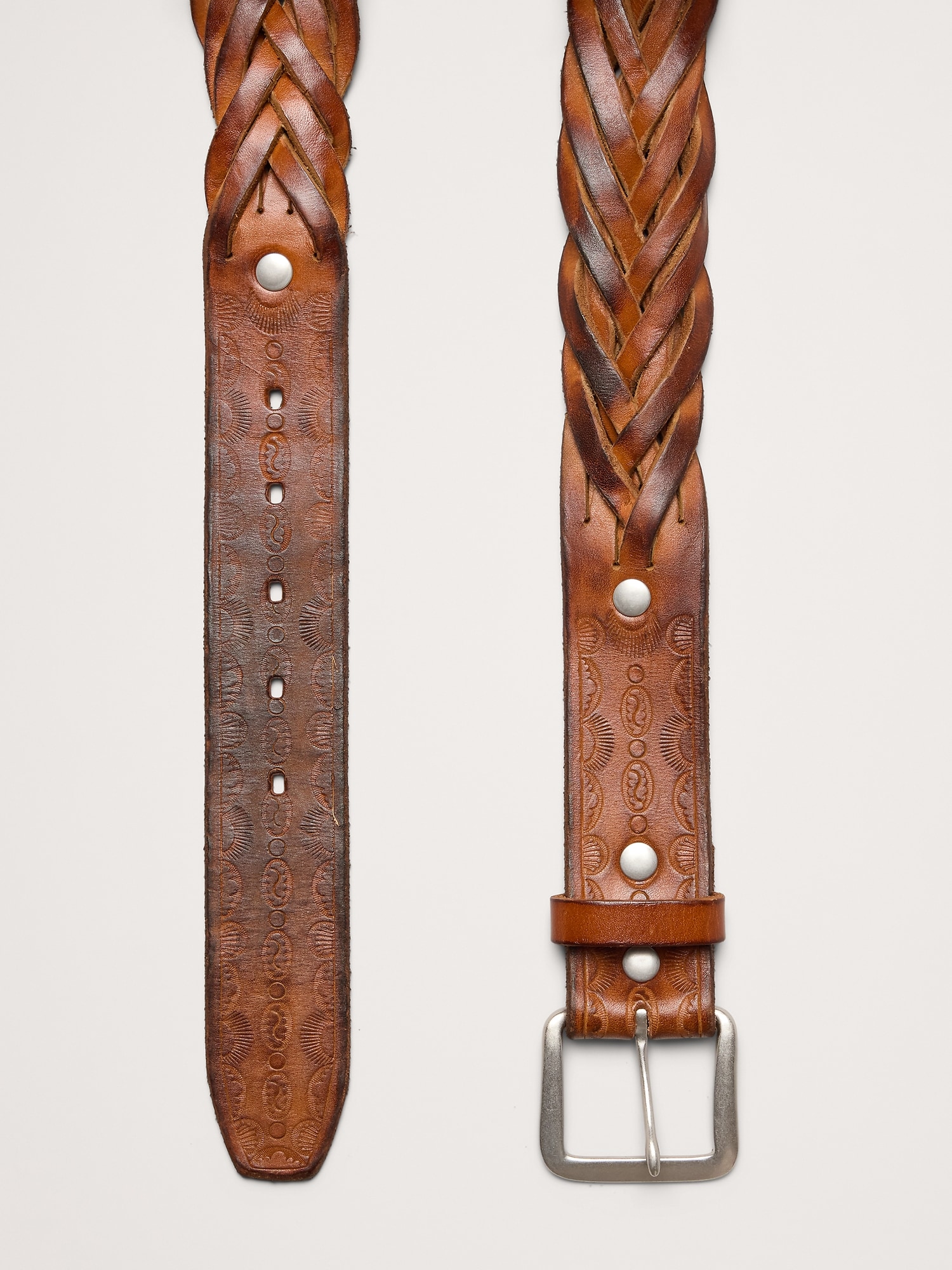Braided Embossed Leather Belt
