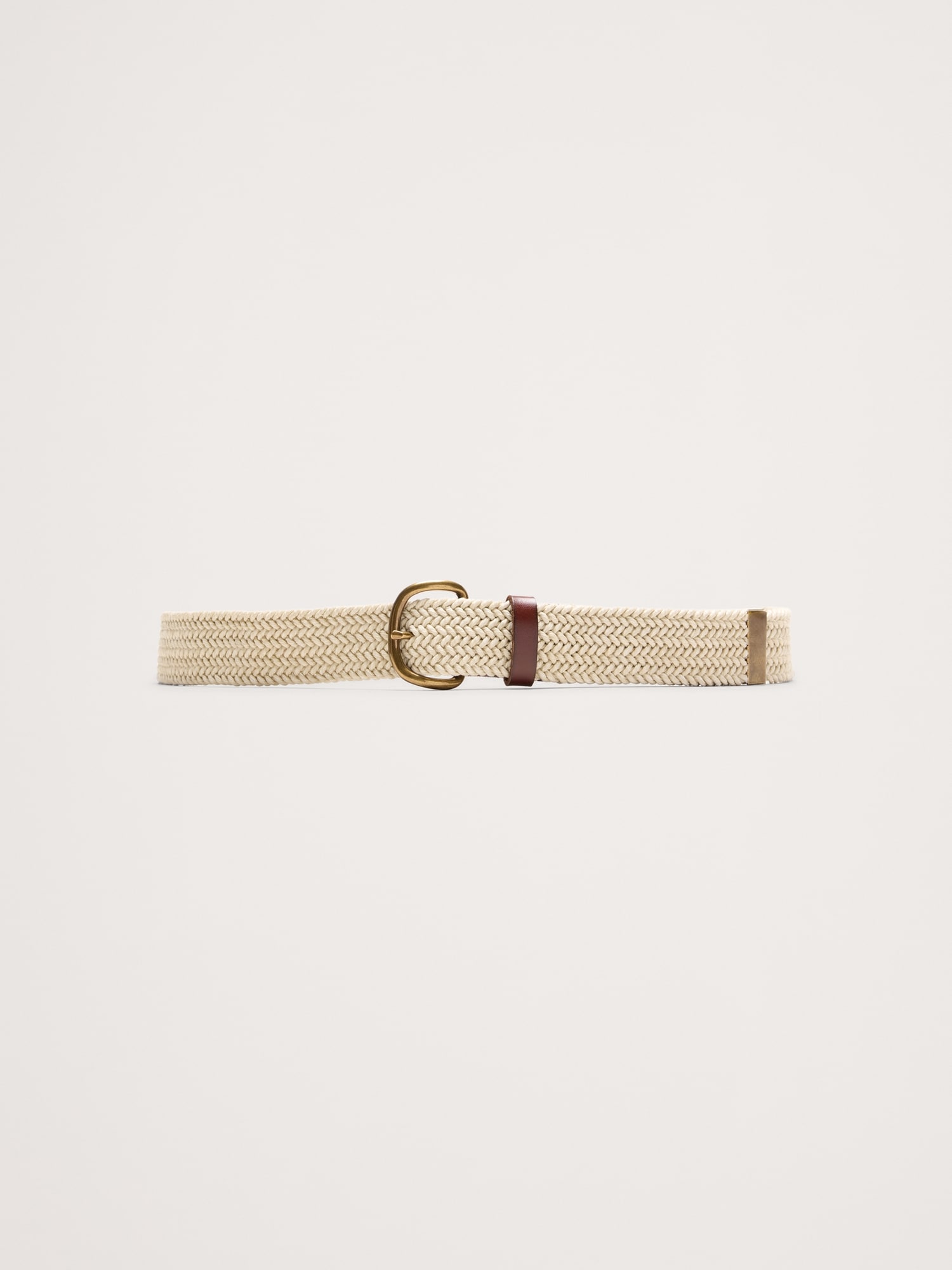 Woven Cotton Slider Belt - Eggshell Off