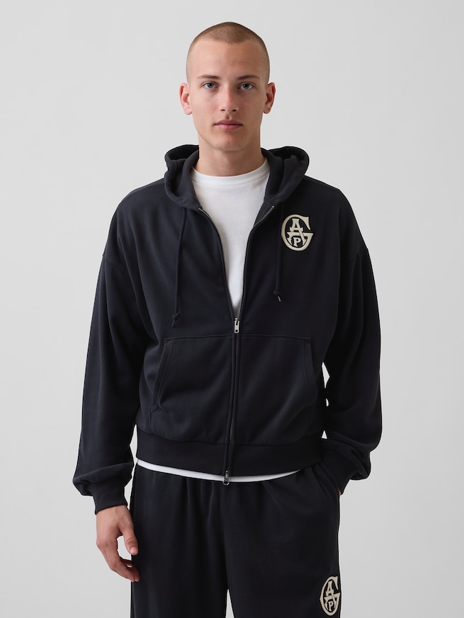 ヴィンテージソフト フレンチテリー GAPロゴ ダブルジップパーカー-0