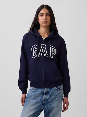 リラックスフィット GAPロゴ ジップアップパーカー