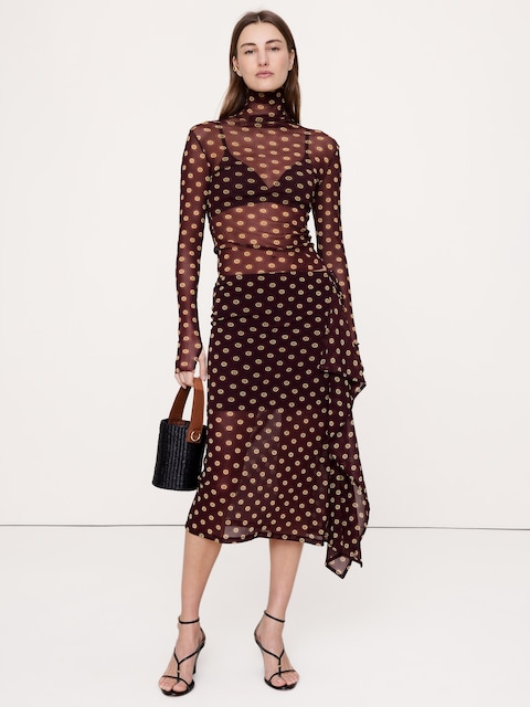 Layered Mesh Wrap Skirt