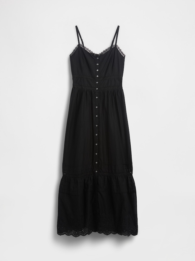 レーストリミング フロントボタン マキシワンピース-4