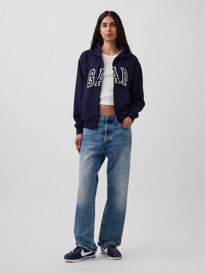 リラックスフィット GAPロゴ ジップアップパーカー-1