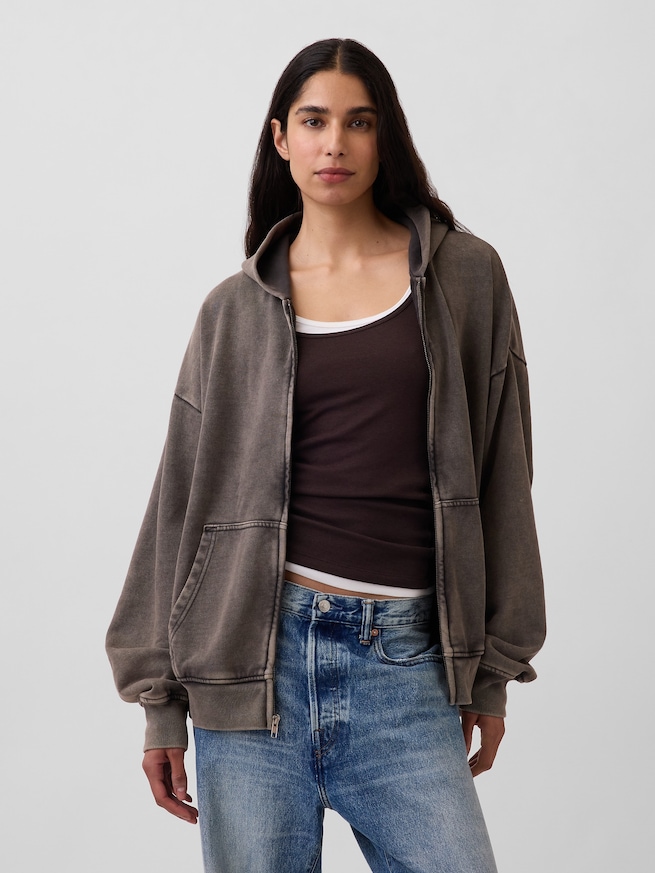 ヘビーウェイト オーバーサイズ ジップアップパーカー-1