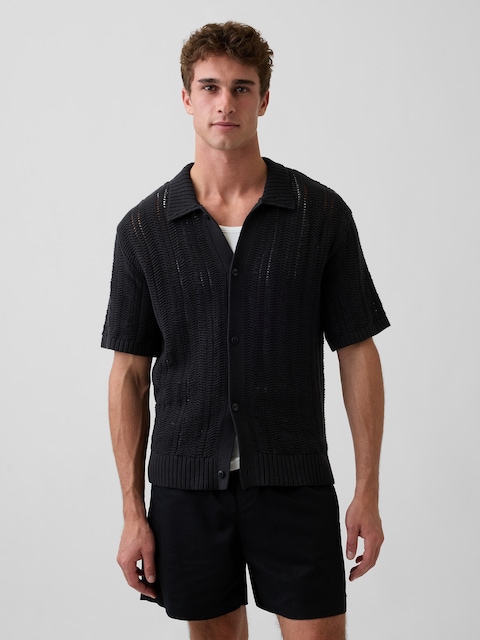 Herringbone Crochet Sweater Shirt