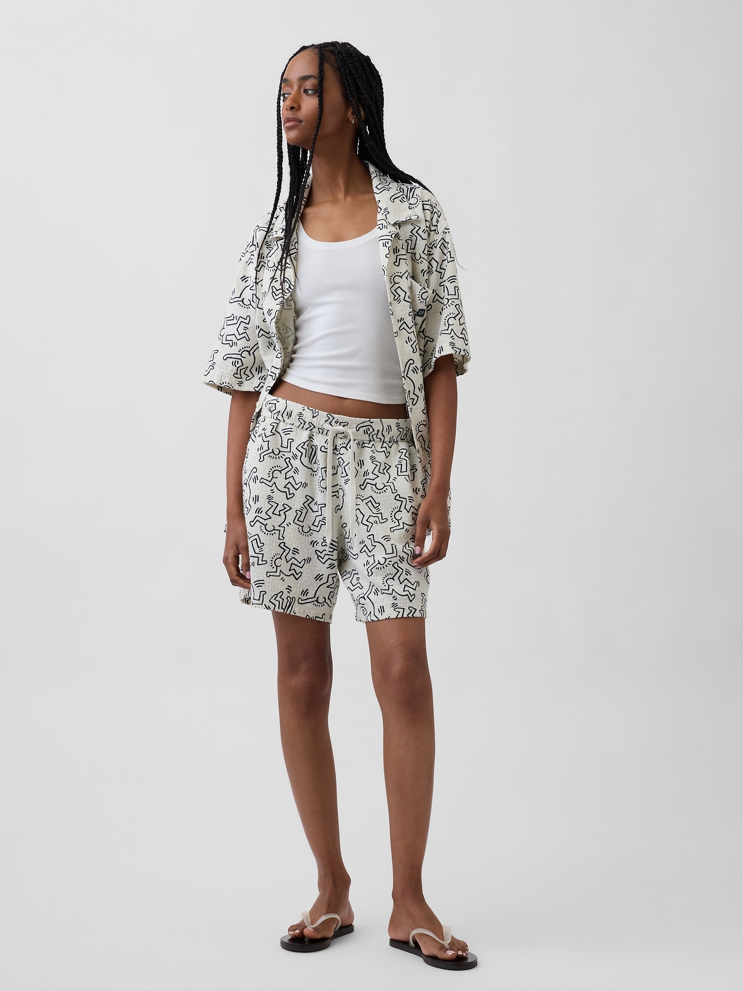 キース・ヘリング テクスチャー イージーウエストショートパンツ-4