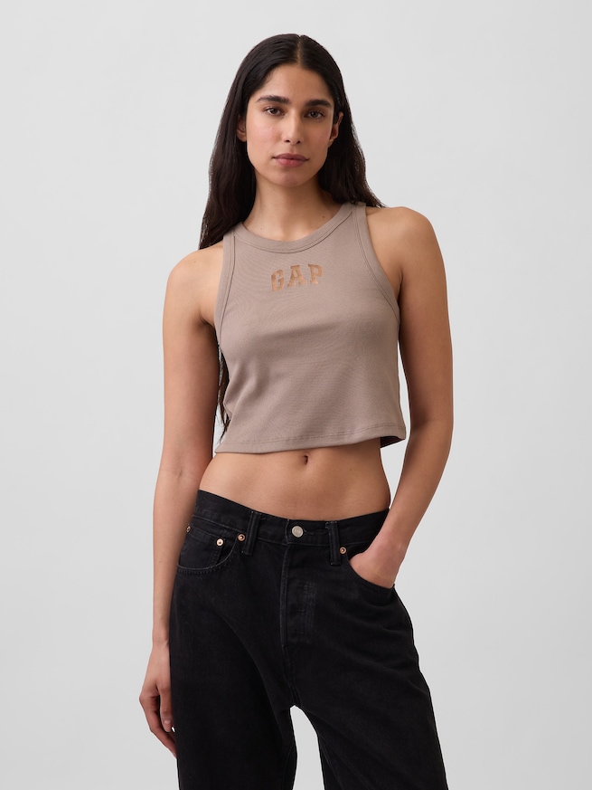 リブ GAPロゴ クロップド タンクトップ-0