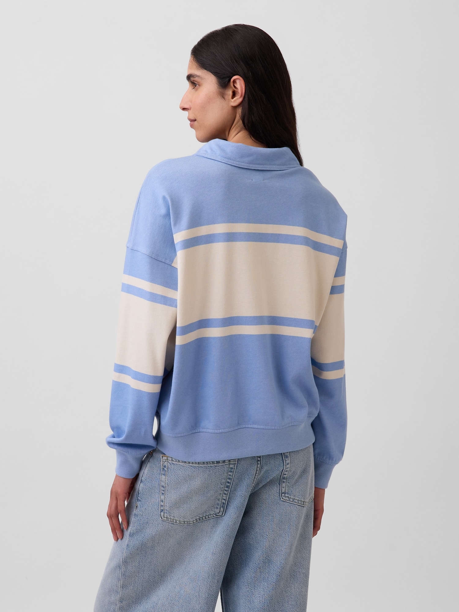 French Terry Oversized Polo Shirt Sweatshirt