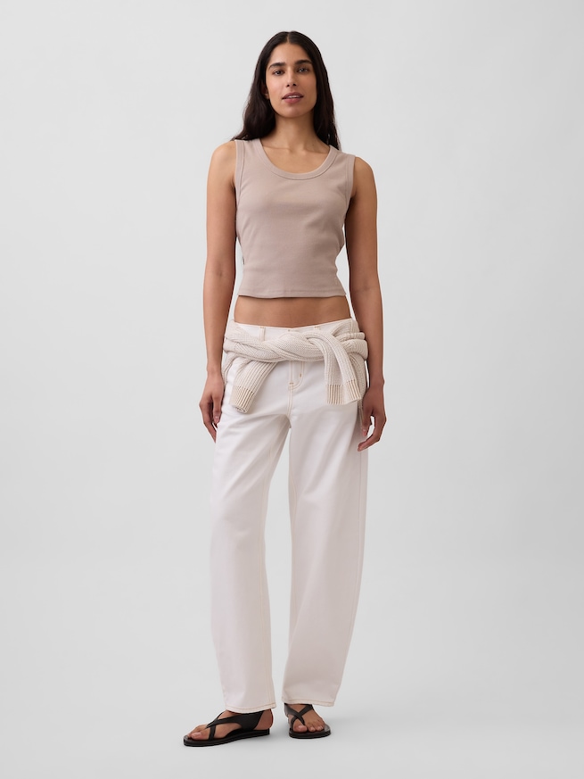 リブ クロップド スクープネック タンクトップ-1