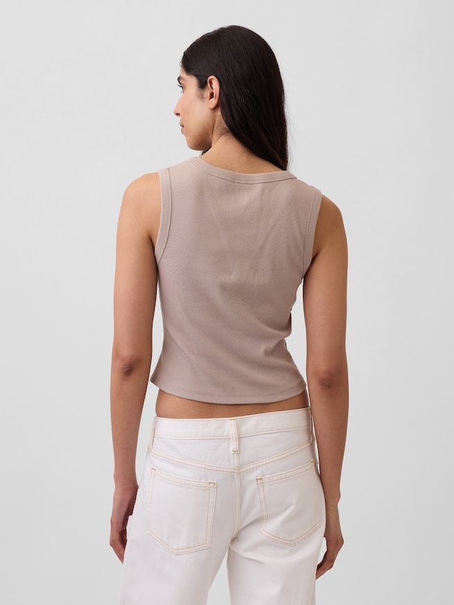 リブ クロップド スクープネック タンクトップ-2