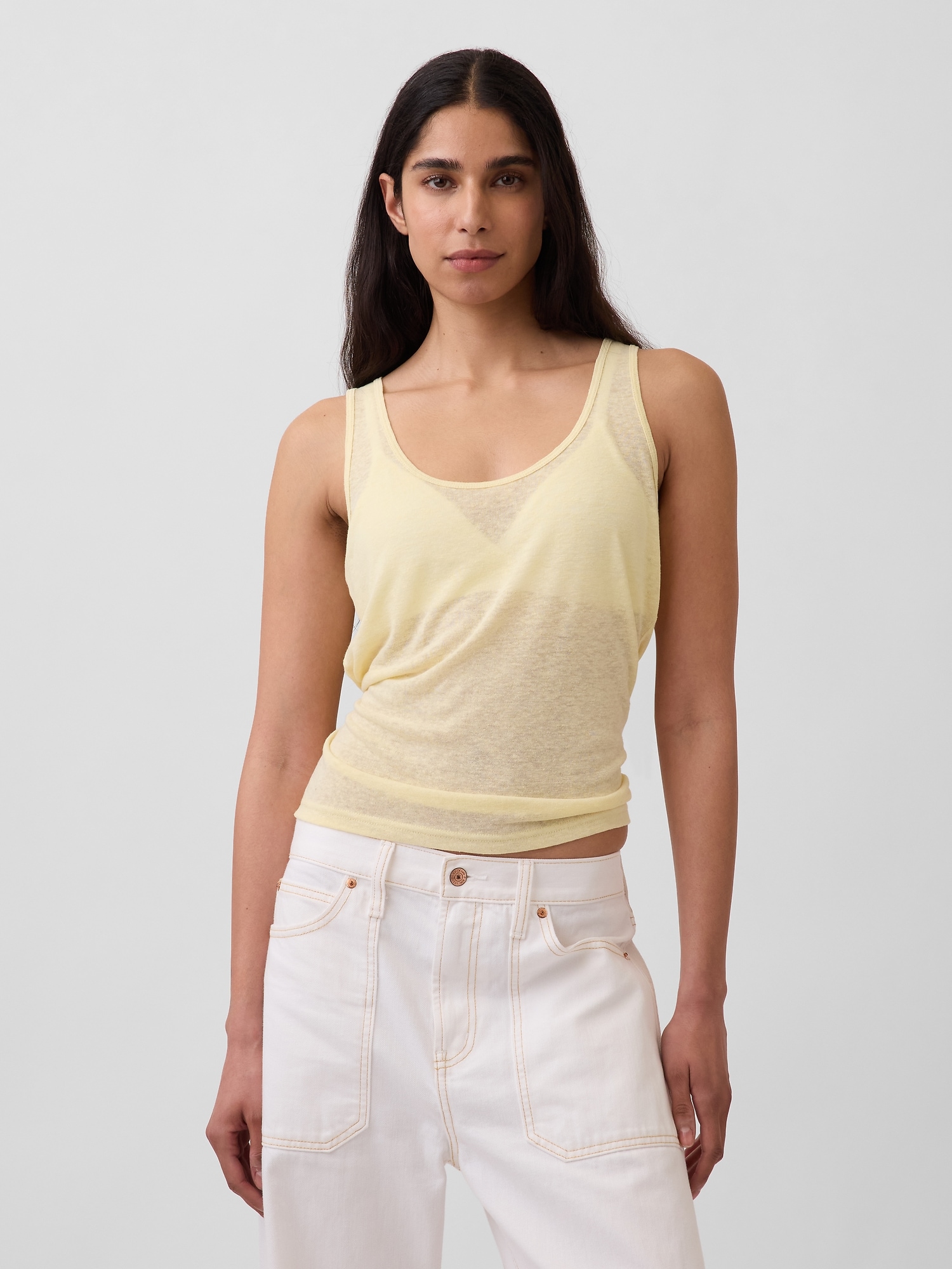 Linen-Blend Tank Top