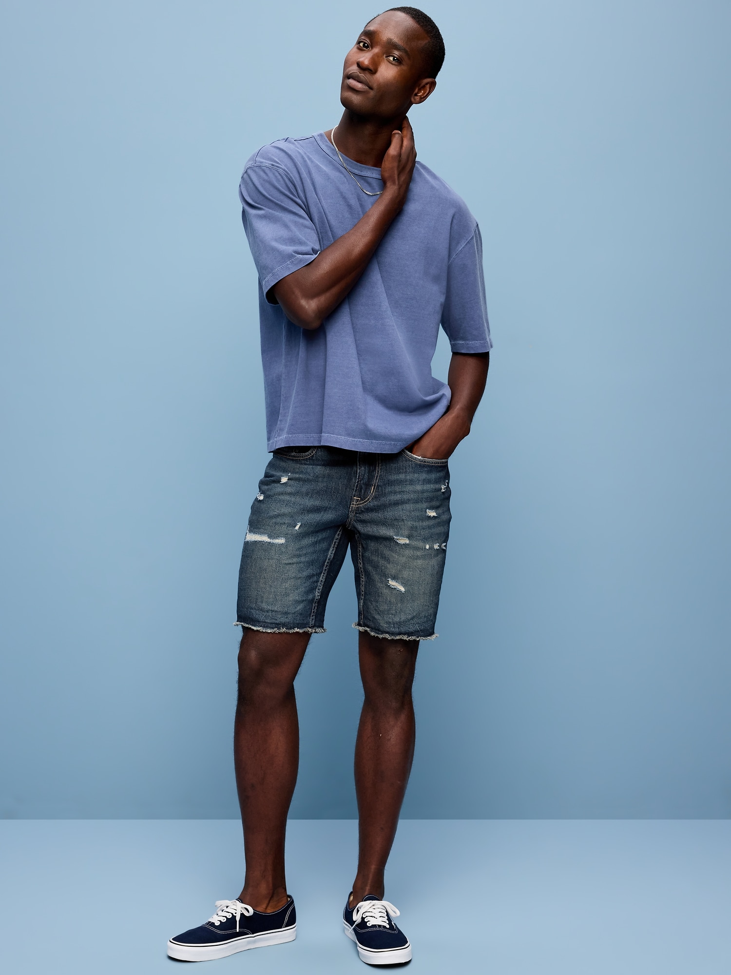 Slim Built-In Flex Jean Shorts- 9-inch inseam