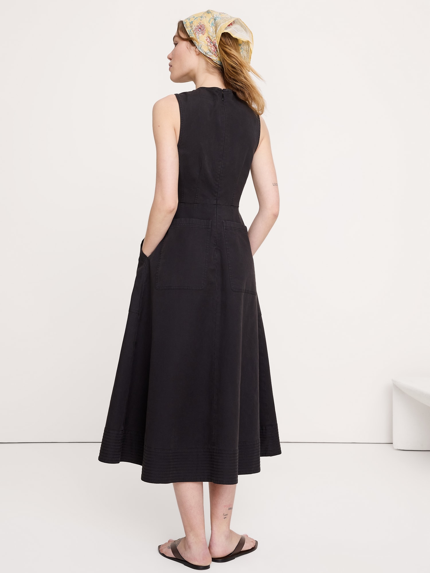 コットン キャンバス  ユーティリティポケット マキシドレス-2