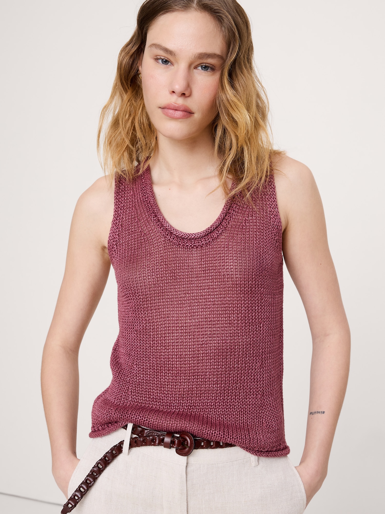 CAMISOLE EN TRICOT DE LIN CLASSIQUE
