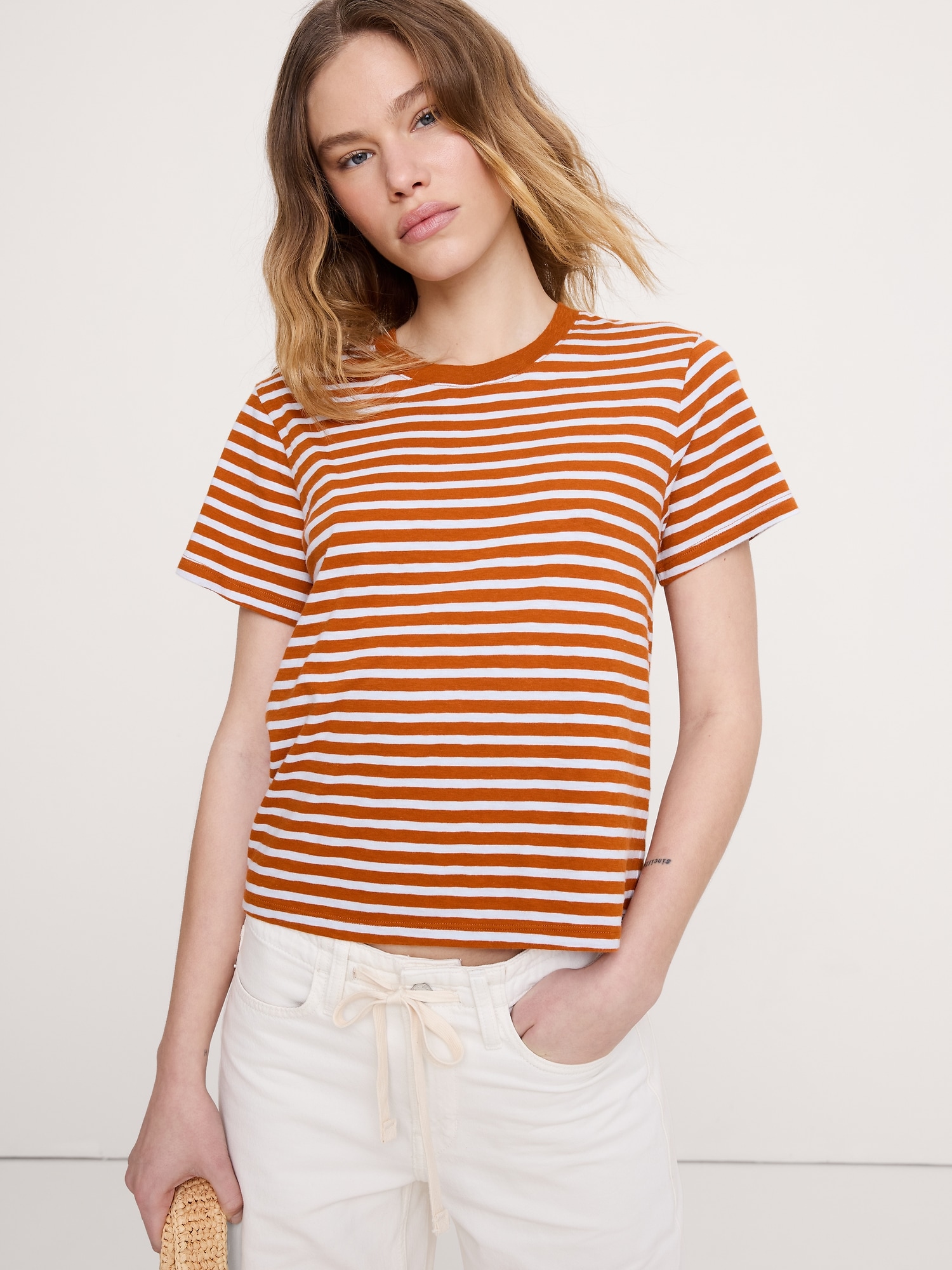 Cotton Slub Crew-Neck T-Shirt