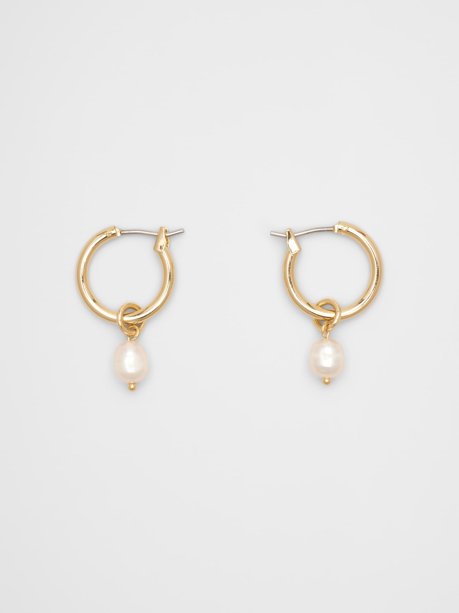 Mini Hoop Pearl Drop Earrings