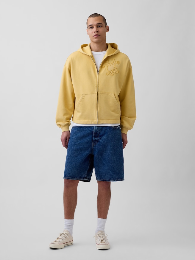 キース・ヘリング ヘビーウェイト クロップド ジップアップパーカー-2