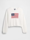 コットン100% オーバーサイズ アメリカーナ クロップドセーター-4