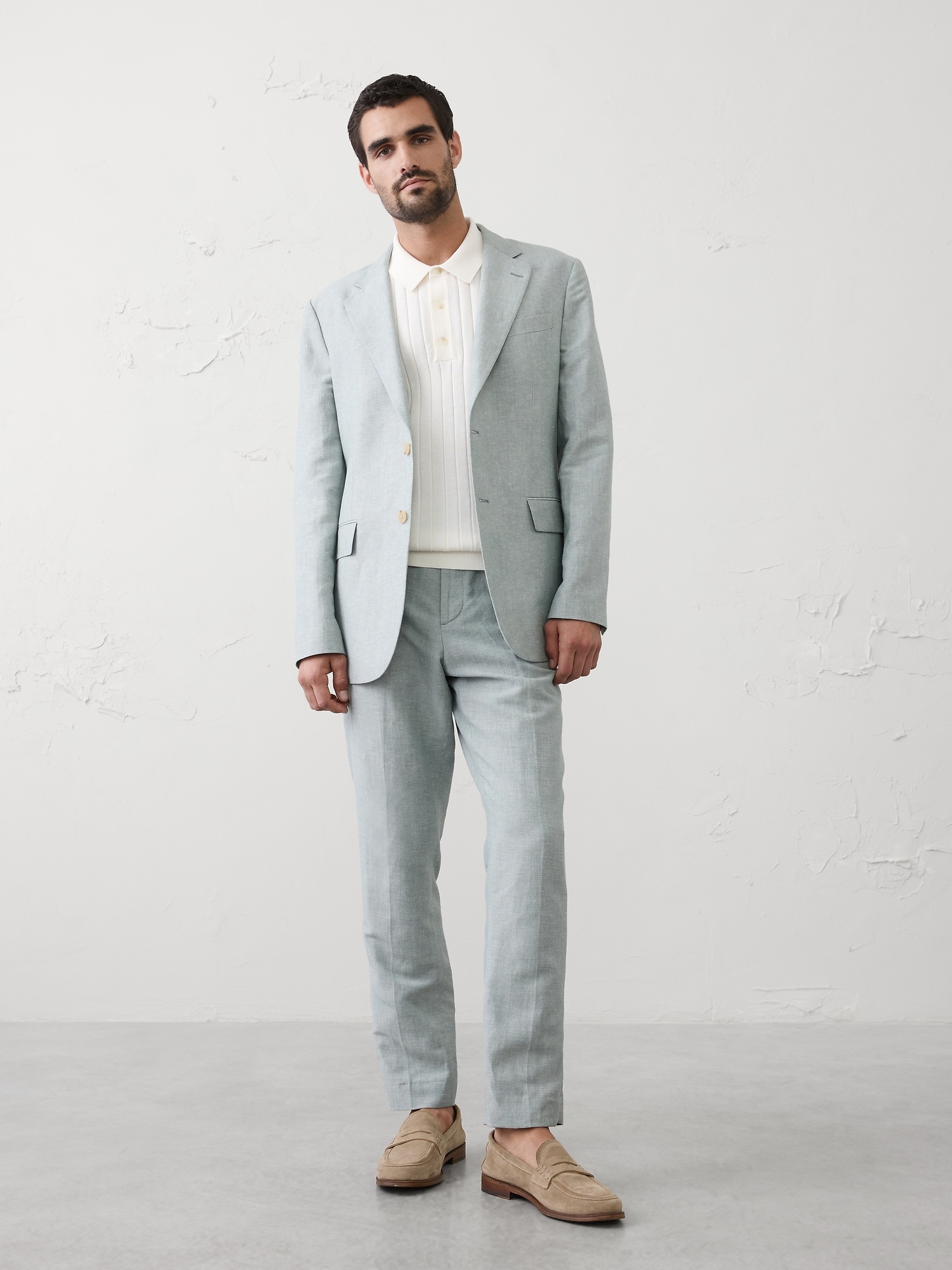 Linen-Blend Mineral Suit Jacket
