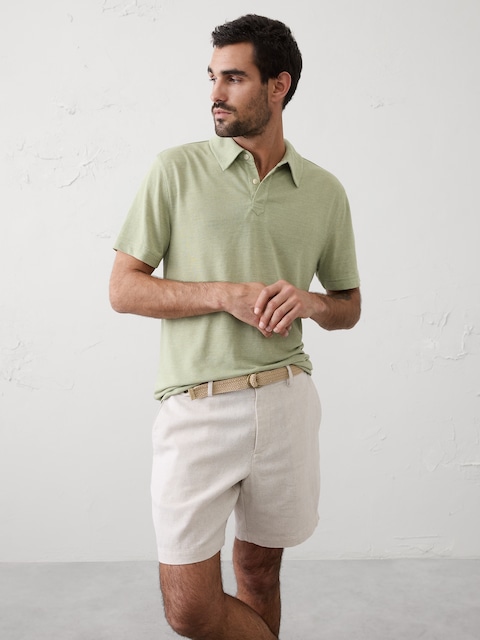 POLO AJUSTÉ EN MÉLANGE DE LIN