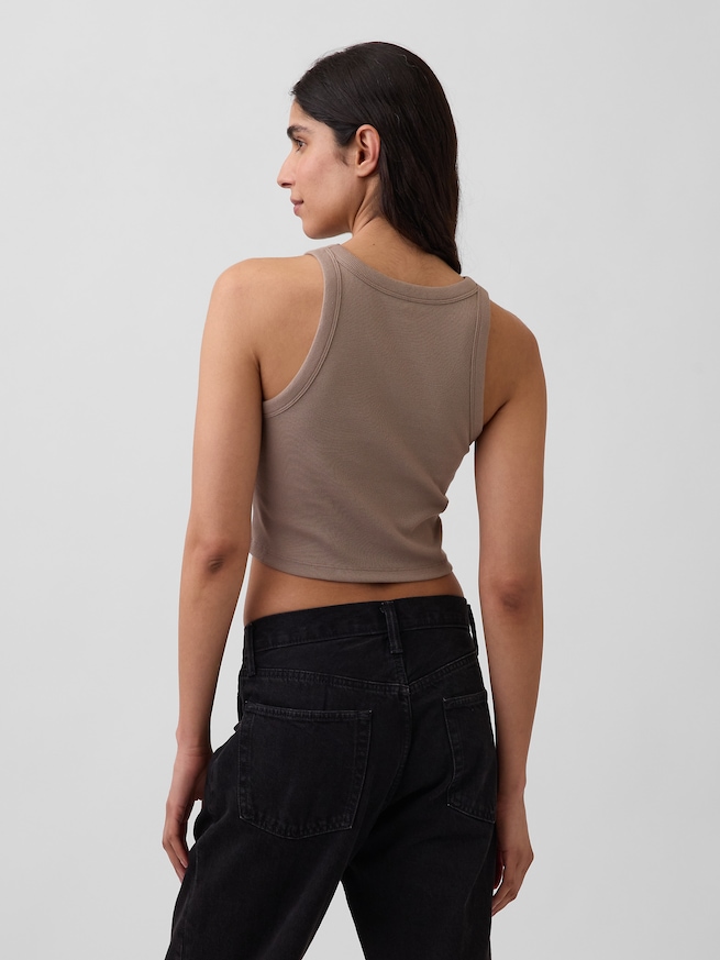 リブ GAPロゴ クロップド タンクトップ-2