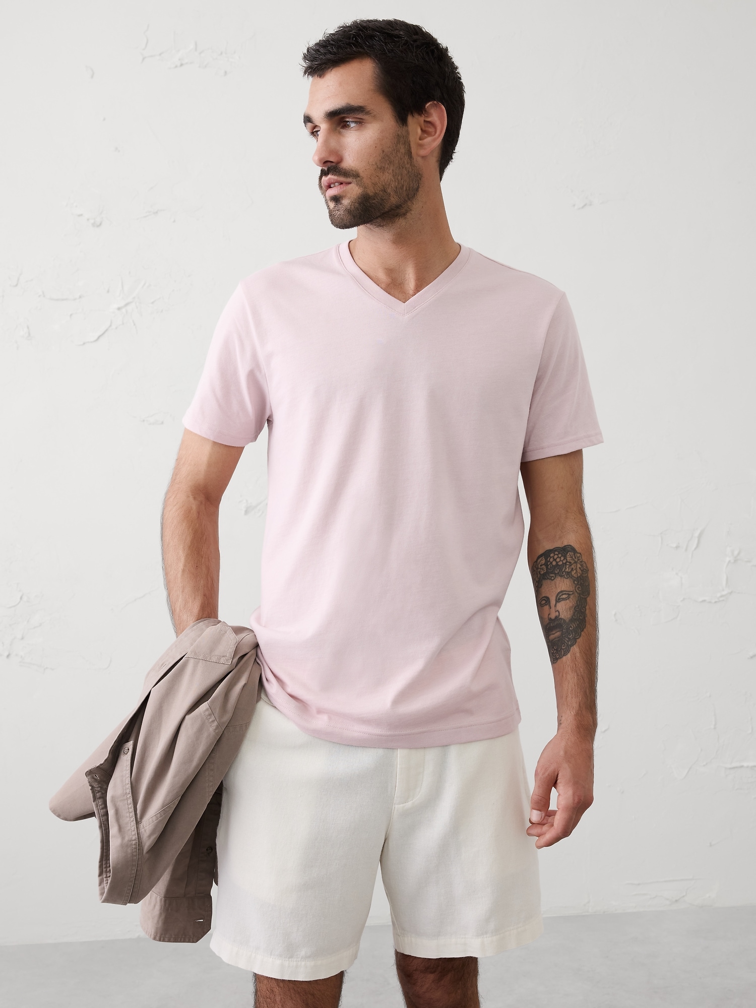 Standard-Fit Premium Wash V-Neck Shirt