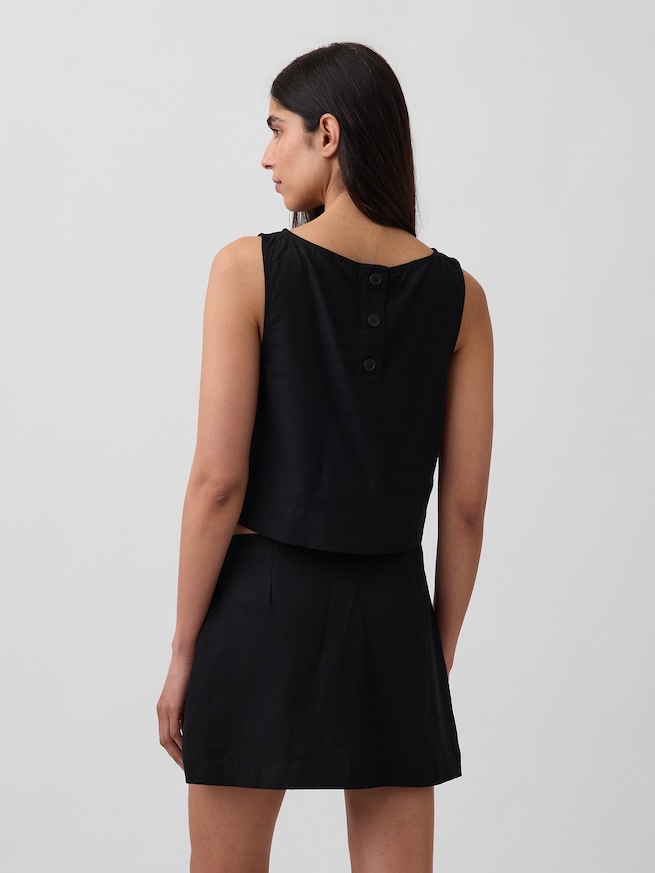 リネンブレンド クロップド シェルタンクトップ-2