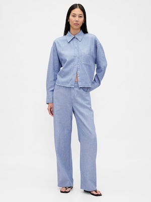 コットンリネン ワイドパンツ